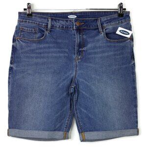 Old Navy Boyfriend‎ Bermuda Hi-Rise Jean Shorts Antonella Size 12 Stretch Cuffed